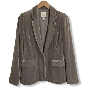 Joie Gray Velvet Blazer with Notched Lapels